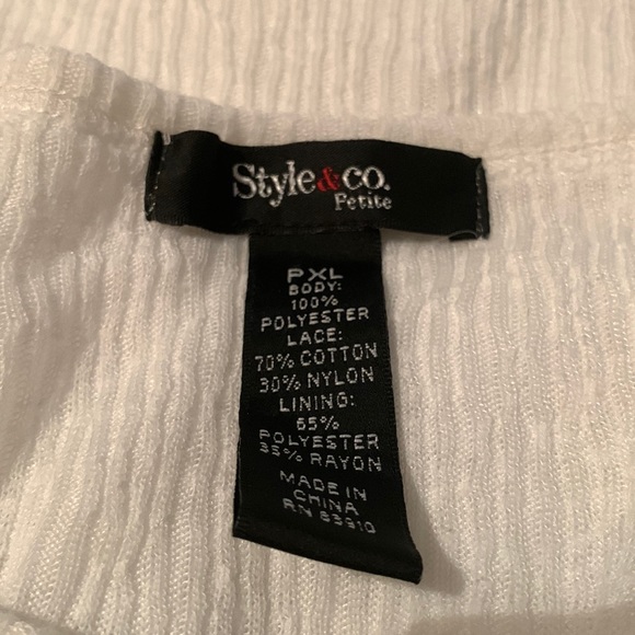 Style & Co. Lacy Top, Long Sleeve, Elevated Tee Style, Mixed Textiles, Feminine - Picture 6 of 8